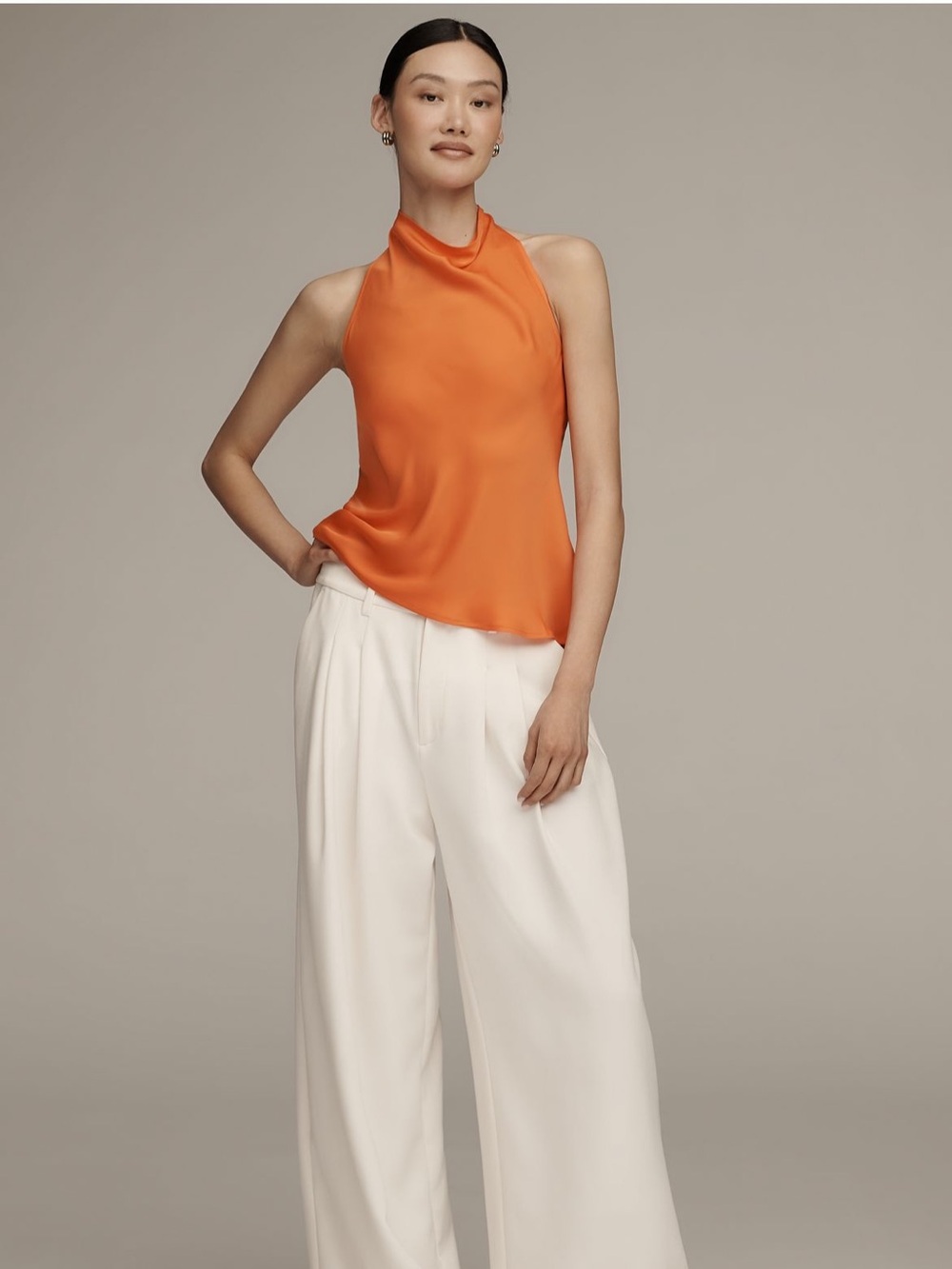 Anthropologie Jamie Orange Satin Halter-Neck by Maeve Sz. XL NWT - Picture 3 of 7